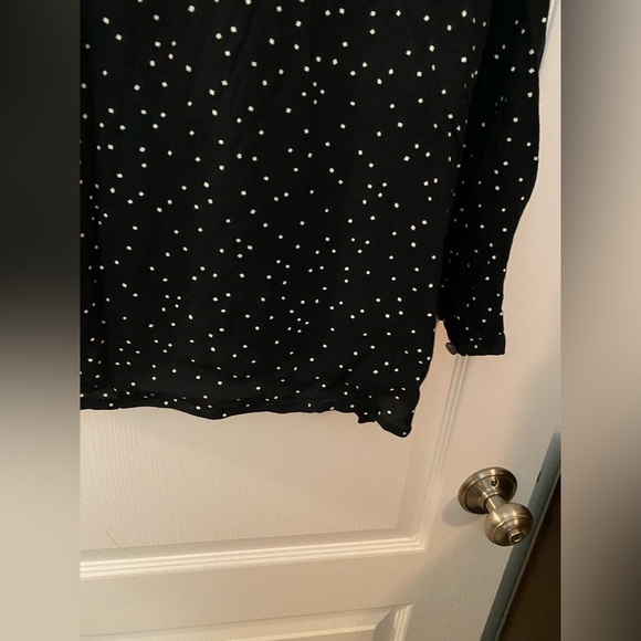 j jill black button down long sleeve blouse white speckles shirt - Picture 9 of 11